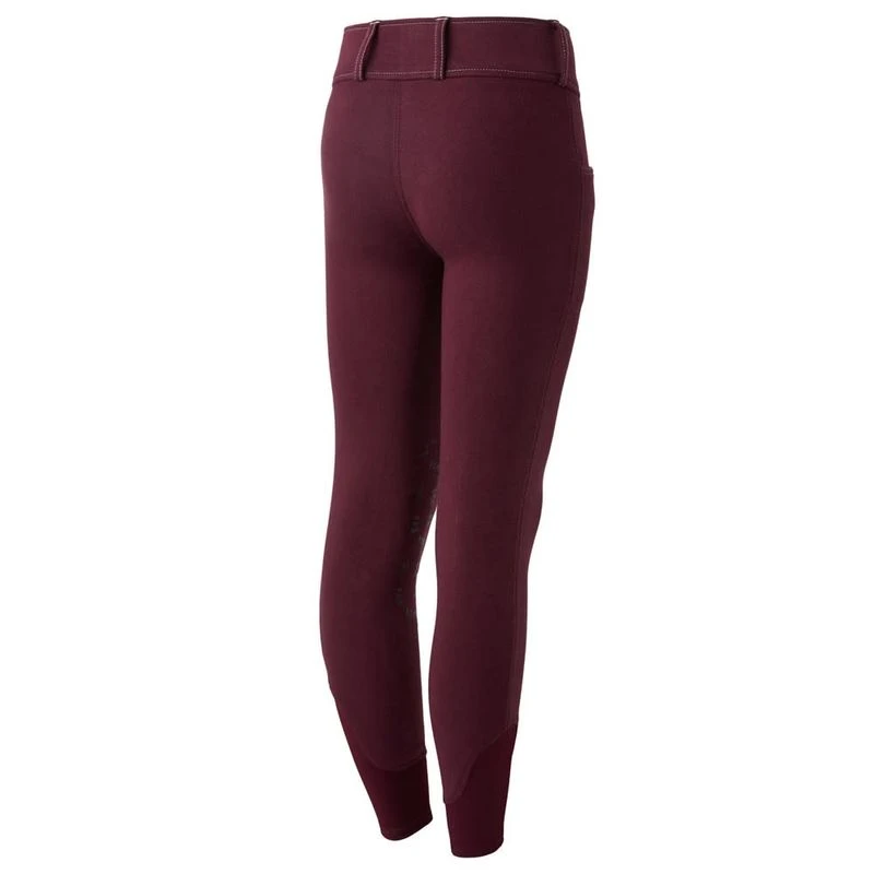 Horze Kids' Morgan Knee Patch Breeches - Fig Purple 1 Horze Kids' Morgan Knee Patch Breeches - Fig Purple