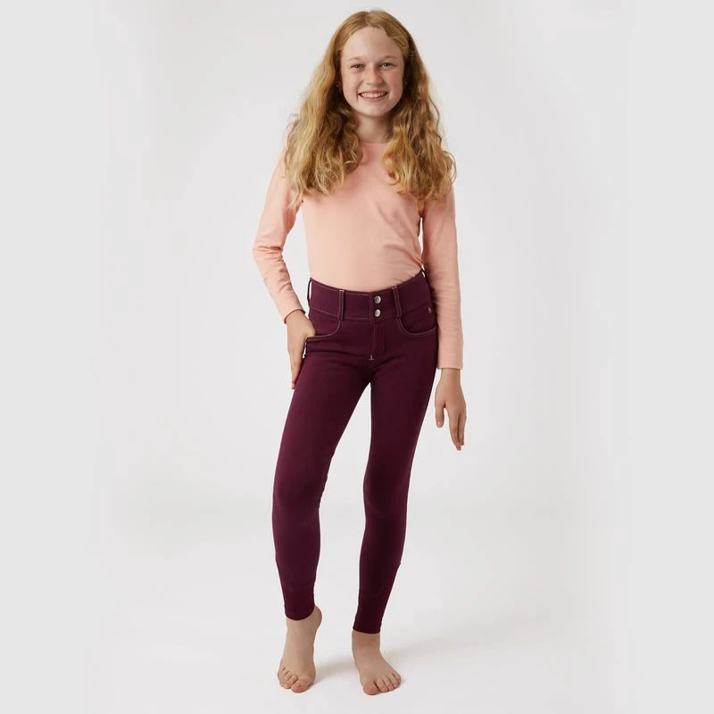 Horze Kids' Morgan Knee Patch Breeches - Fig Purple 2 Horze Kids' Morgan Knee Patch Breeches - Fig Purple - Image 2