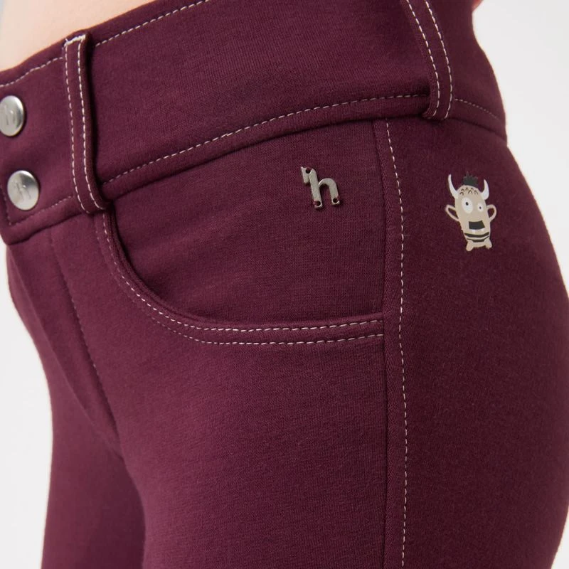Horze Kids' Morgan Knee Patch Breeches - Fig Purple 3 Horze Kids' Morgan Knee Patch Breeches - Fig Purple - Image 3