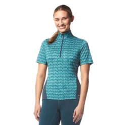 Kerrits Women's Always Cool Print Ice Fil Short Sleeve Shirt - Peacock Iron Bouquet/Lagoon -Ovation || Dublin Officials 609288 800 800