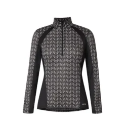 Kerrits Women's Always Cool Print Ice Fil Long Sleeve Shirt - Black Iron Bouquet/Black
