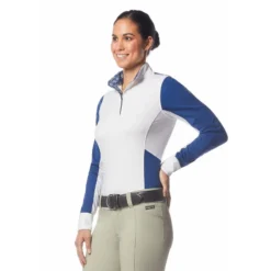 Kerrits Women's Affinity Long Sleeve Show Shirt - True Blue/Iron Bouquet -Ovation || Dublin Officials 610534 800 800