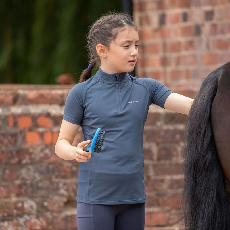 Shires Aubrion Kids' Revive Short Sleeve Sun Shirt - Navy 1 Shires Aubrion Kids' Revive Short Sleeve Sun Shirt - Navy