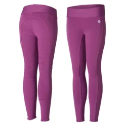 Horze Kids' Active Silicone Full Seat Winter Tights - Arty Purple