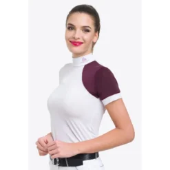 Cavalliera Women's Simply Dame Short Sleeve Show Shirt - White/Aubergine/Aubergine -Ovation || Dublin Officials 644281 800 800