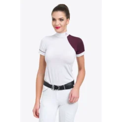 Cavalliera Women's Simply Dame Short Sleeve Show Shirt - White/Aubergine/Aubergine -Ovation || Dublin Officials 644282 800 800