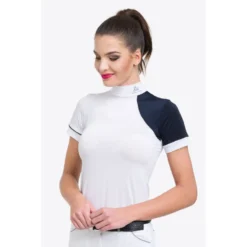 Cavalliera Women's Simply Dame Short Sleeve Show Shirt - White/Navy Blue/Navy Blue -Ovation || Dublin Officials 644323 800 800