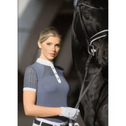 Fair Play Women's Aiko Short Sleeve Competition Shirt - Steel Blue -Ovation || Dublin Officials 655488 800 800