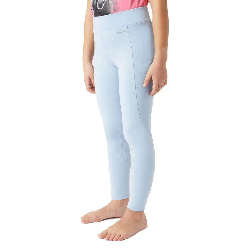 Horze Kids' Yana Knee Patch Tights - Cashmere Blue 2 Horze Kids' Yana Knee Patch Tights - Cashmere Blue - Image 2