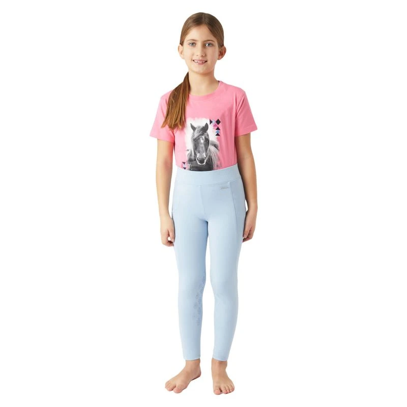 Horze Kids' Yana Knee Patch Tights - Cashmere Blue 4 Horze Kids' Yana Knee Patch Tights - Cashmere Blue - Image 4