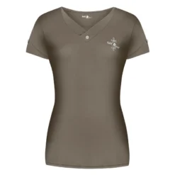 Fair Play Women's Alba Short Sleeve Tech Tee Shirt - Taupe Grey