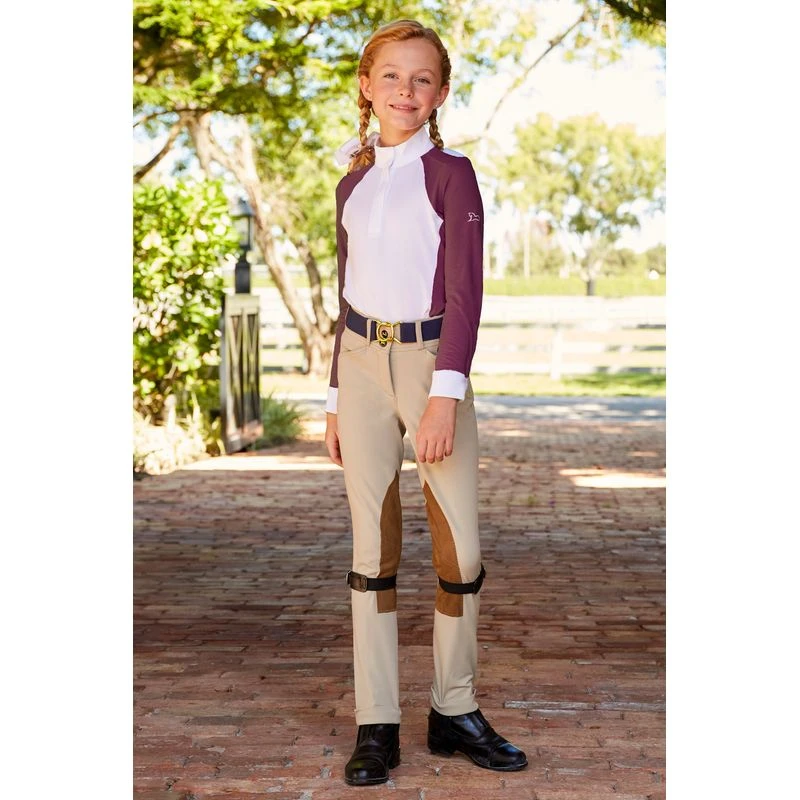 RJ Classics Kids' Lexi Long Sleeve Show Shirt - White/Amaranth 2 RJ Classics Kids' Lexi Long Sleeve Show Shirt - White/Amaranth - Image 2