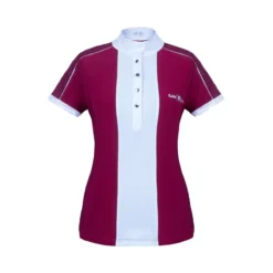 Fair Play Women's Claire Short Sleeve Competition Shirt - Burgundy/White