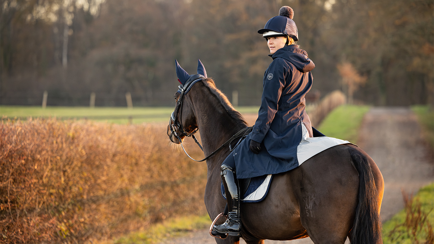 Ovation || Dublin Officials -Ovation || Dublin Officials LeMieux Amelie long waterproof riding coat lifestyle